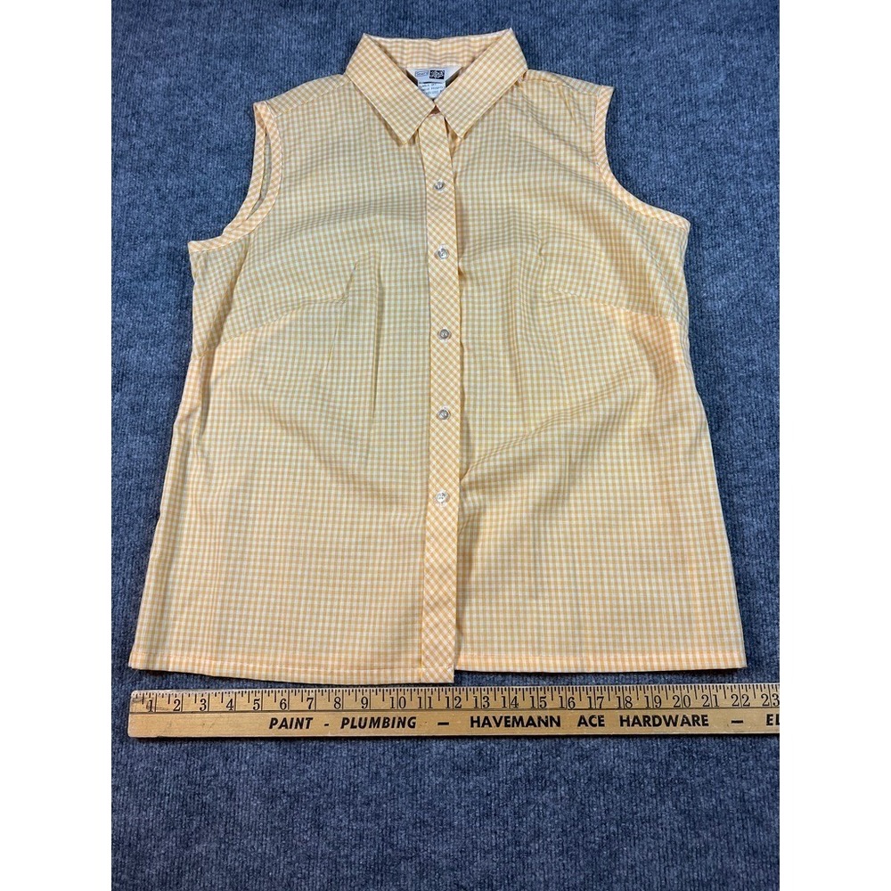Vintage Sears Yellow Gingham Sleeveless Button Up Top Blouse Shirt 38 - Picture 4 of 7